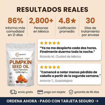 PumpkinVital® | Aceite de Semilla de Calabaza 2-en-1