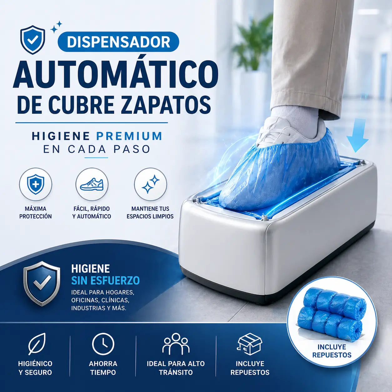 CleanStep® Dispensador Automático de Cubre Zapatos - Higiene Premium en Cada Paso