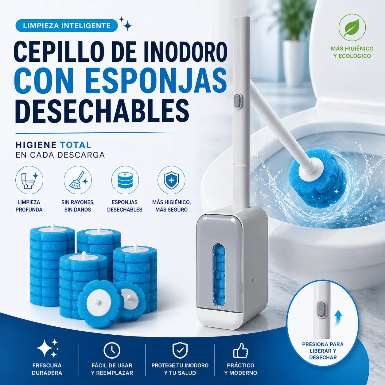 ZeroTouch® Cepillo Sanitario Desechable con Mango Dispensador