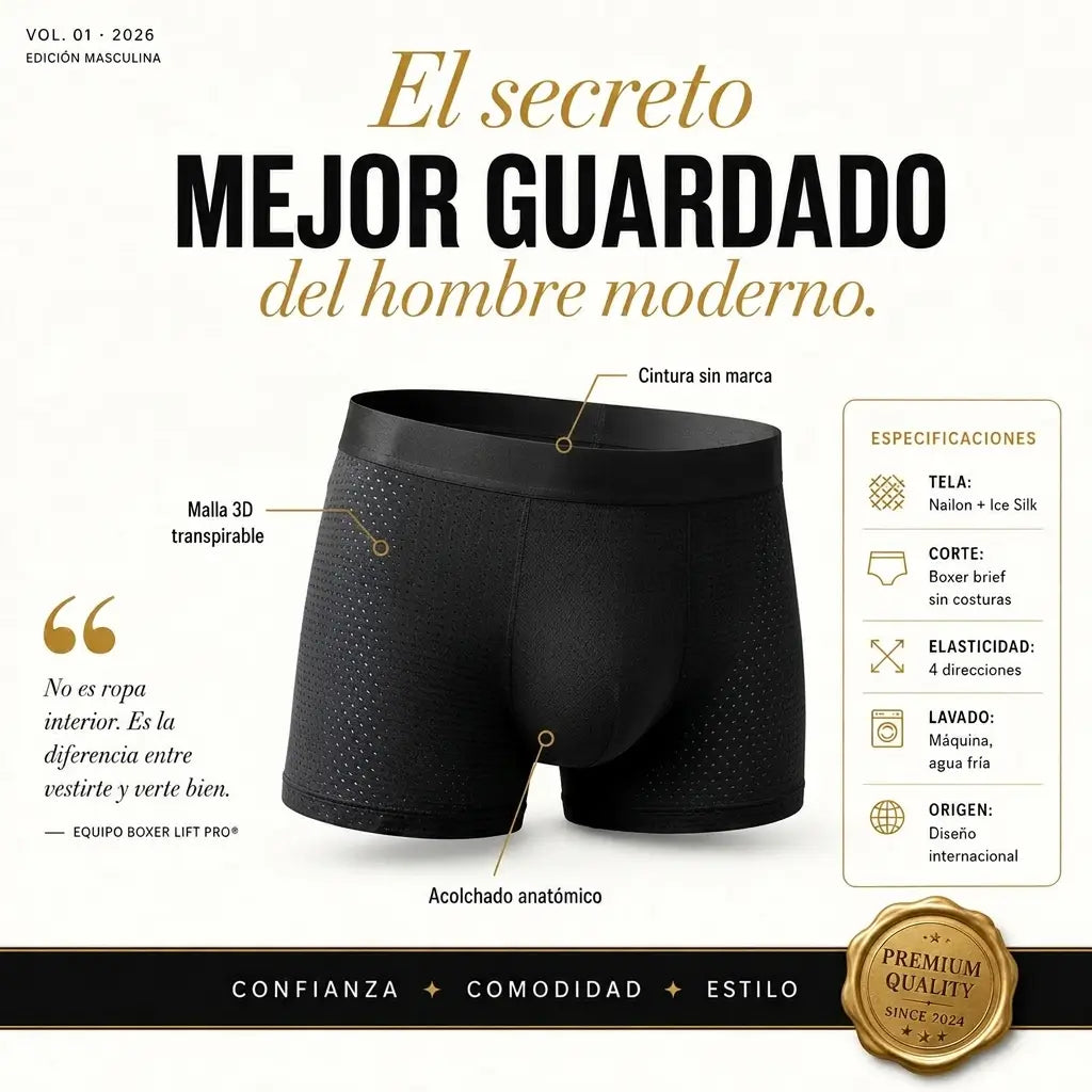 Boxer Lift Pro® — Levantador de Glúteos sin costuras para hombre | Nailon Transpirable