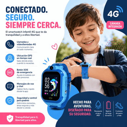 KidsWatch 4G Pro® — Reloj inteligente con GPS y llamadas para niños